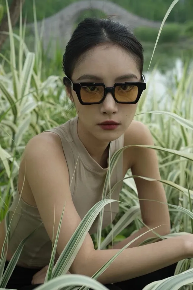 Black Yellow Angular Geometric Frames Thick Acetate Construction Sunglasses 2