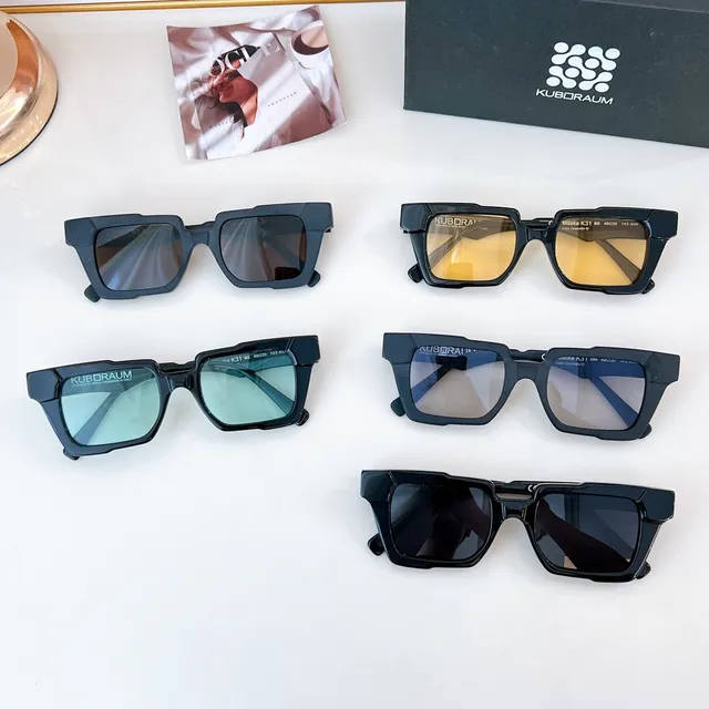 Black Yellow Angular Geometric Frames Thick Acetate Construction Sunglasses 4