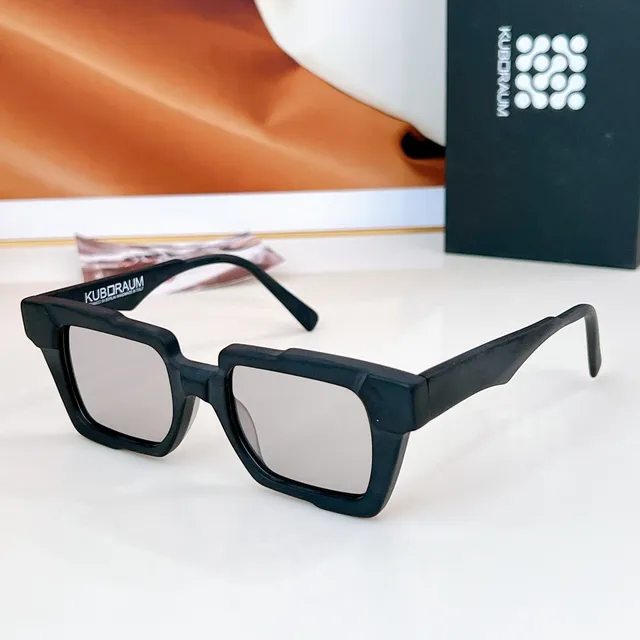 Black Yellow Angular Geometric Frames Thick Acetate Construction Sunglasses 8