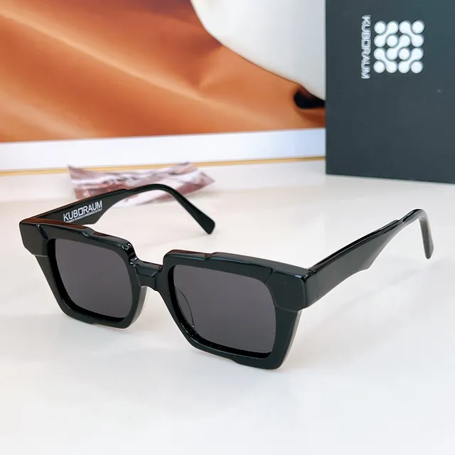 Black Yellow Angular Geometric Frames Thick Acetate Construction Sunglasses 9