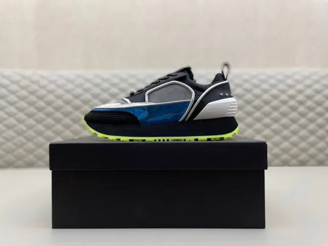 Black Yellow Chunky Sculpted Sole Translucent Blue Overlay Sneakers 5