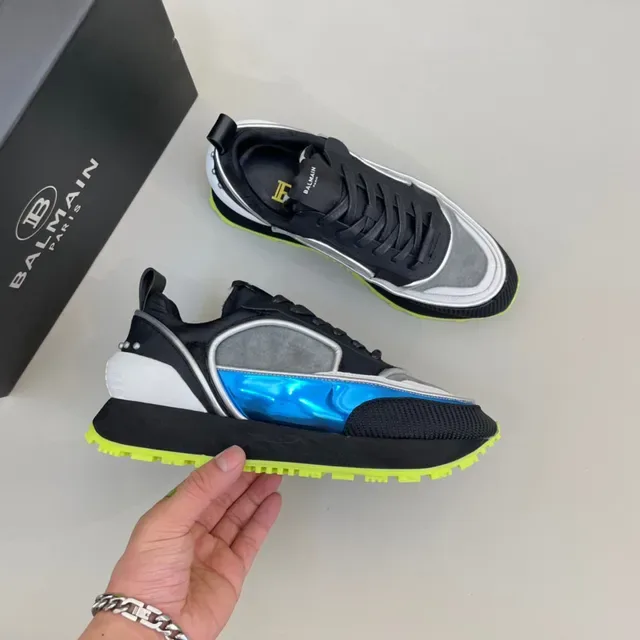 Black Yellow Chunky Sculpted Sole Translucent Blue Overlay Sneakers 6