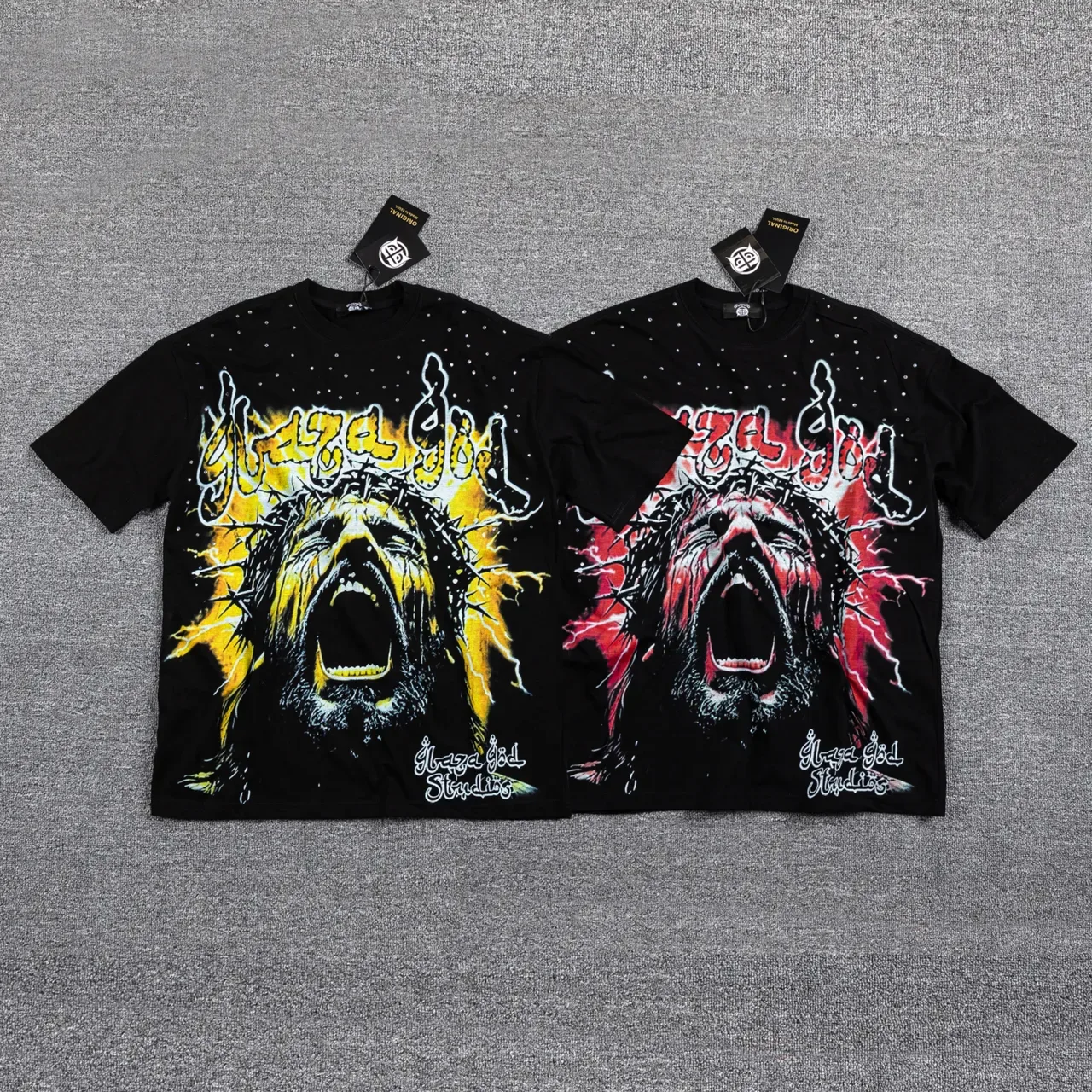 Black Yellow Graphic-Print Oversized Fit T-Shirt 2