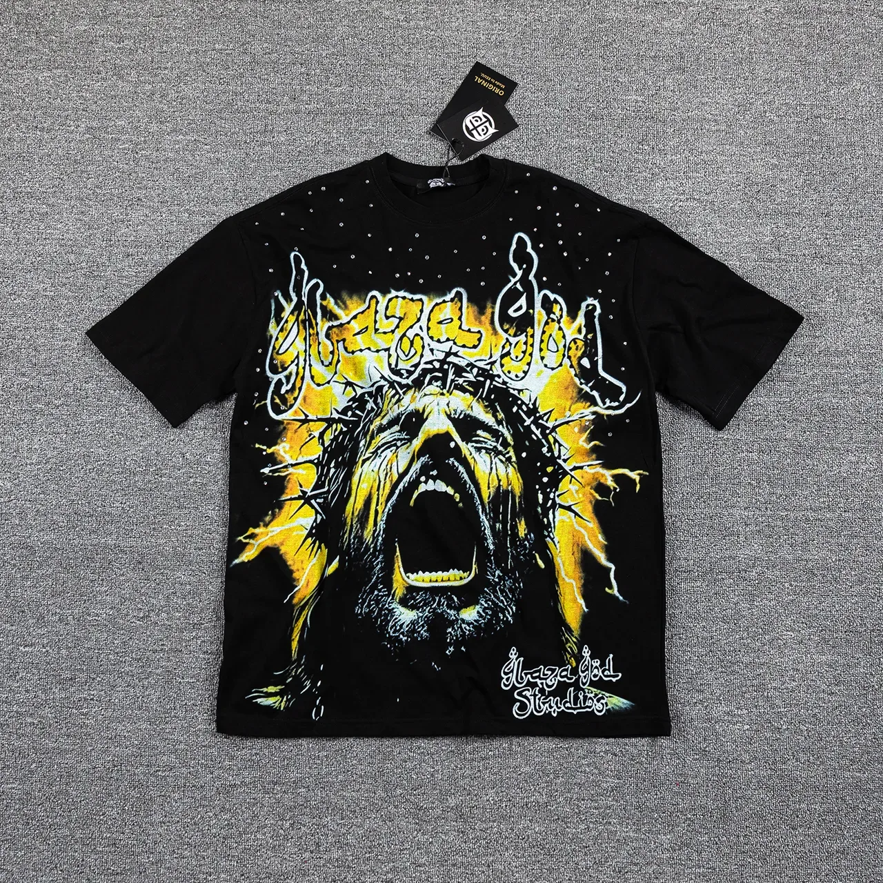 Black Yellow Graphic-Print Oversized Fit T-Shirt 6