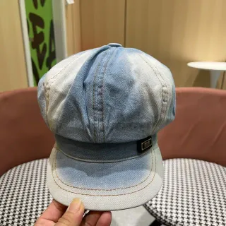 Blue Beige Denim Ombre Eight-Panel Construction Beret