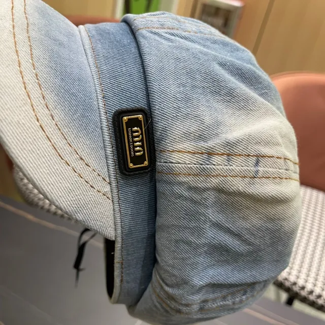 Blue Beige Denim Ombre Eight-Panel Construction Beret 8