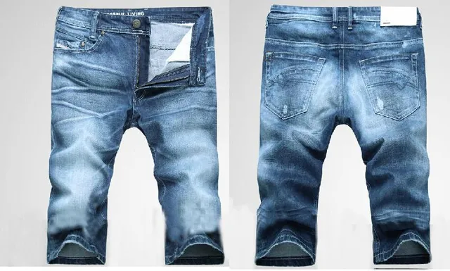 Blue Distressed Mid-Rise Slim-Stright Cuffed Denim Shorts 2