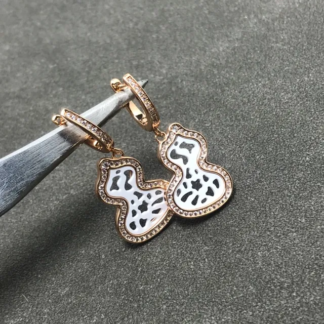 Blue Enamel Gourd-Shaped Pavé-Crystal Lever-Back Earrings 2