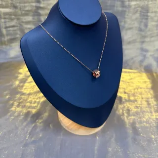 蓝金细链圆柱形桶形吊坠项链