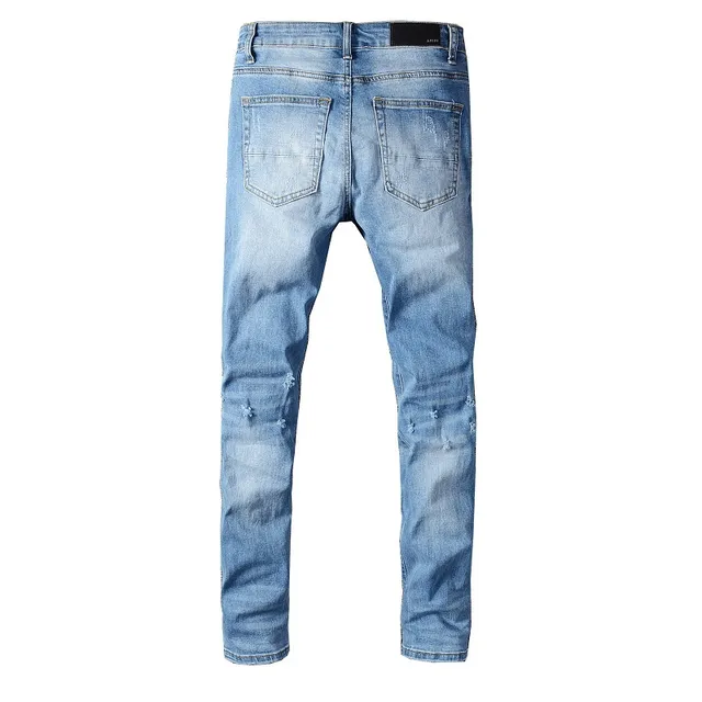 Blue Multicolor Distressed Slim-Fit Jeans 2