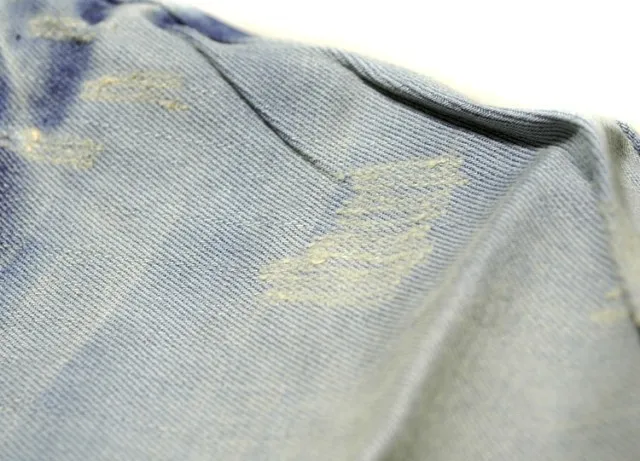 Blue Red Light-Wash Distressed Denim Rolled Cuffs Shorts 7