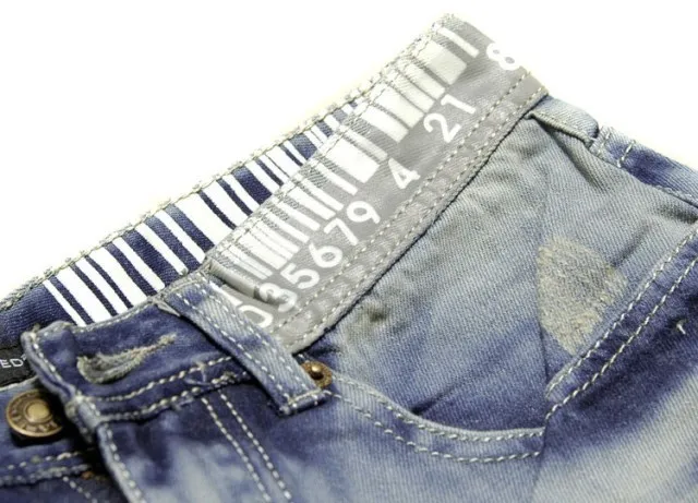 Blue Red Light-Wash Distressed Denim Rolled Cuffs Shorts 9