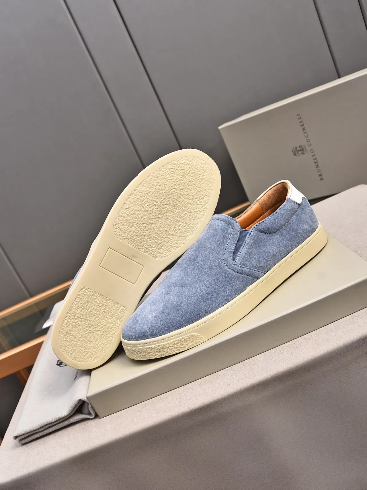 Blue Suede Slip-On Casual Shoe 4