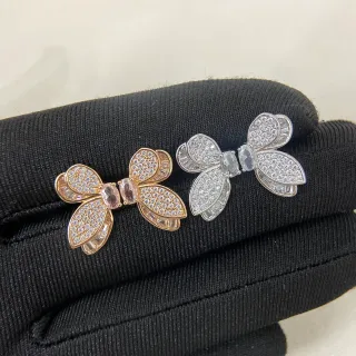 Bow-Shaped Pavé Crystal Oval-Center Stud Earrings