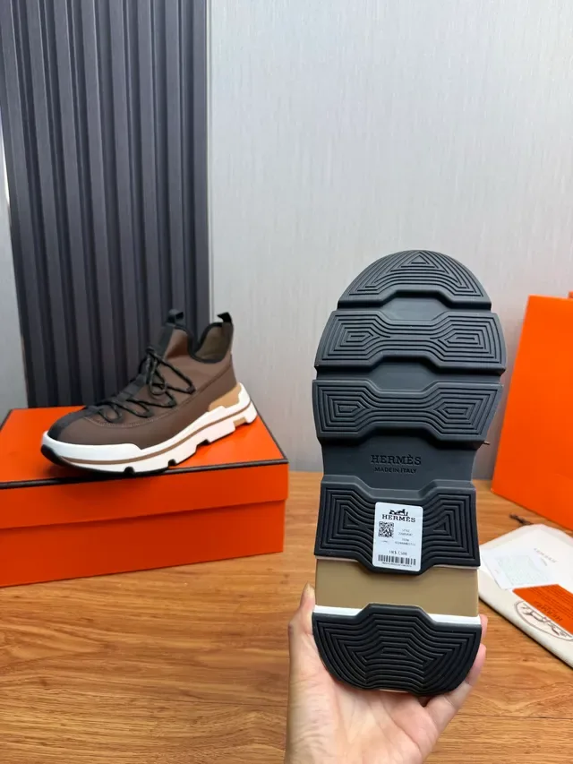 Brown and White Layered Midsole Lace-Up Lifestyle Sneaker 2