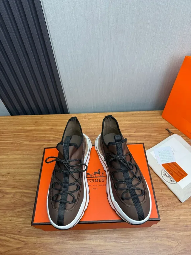 Brown and White Layered Midsole Lace-Up Lifestyle Sneaker 5