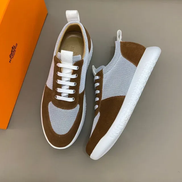 Brown and White Mesh Suede Lifestyle Sneaker 6