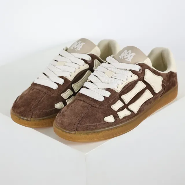 Brown Beige Suede Upper Off-White Bone-Shaped Overlays Sneakers 2