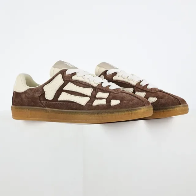 Brown Beige Suede Upper Off-White Bone-Shaped Overlays Sneakers 3