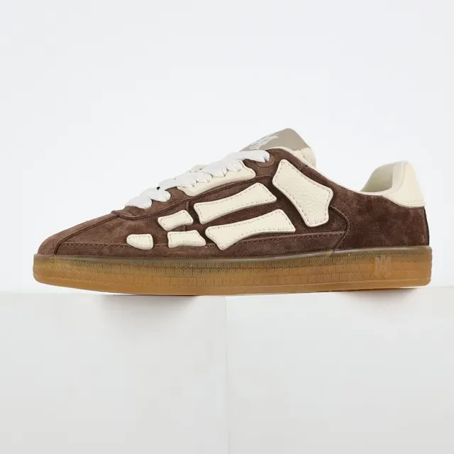 Brown Beige Suede Upper Off-White Bone-Shaped Overlays Sneakers 9