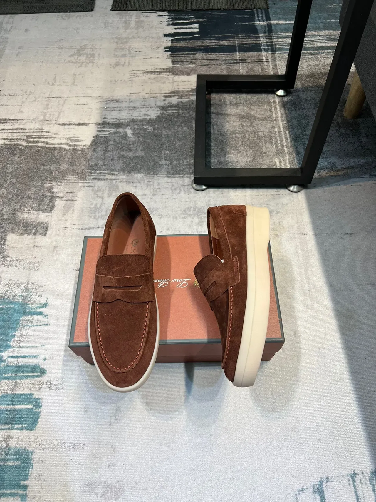 Brown Beige Suede Upper Penny Strap Loafer 5