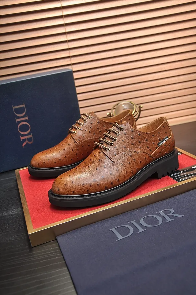 Chaussures Oxford en cuir estampé autruche marron et noir, semelle chunky à crampons 4