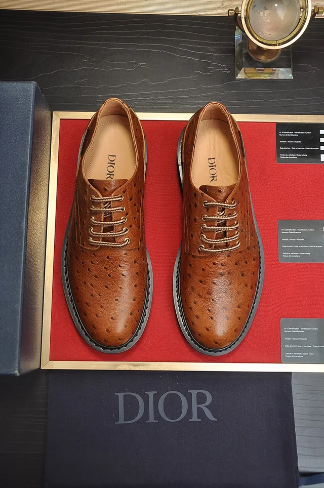 Chaussures Oxford en cuir estampé autruche marron et noir, semelle chunky à crampons 5