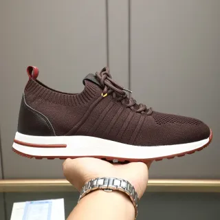 Zapatilla Lifestyle Marrón con Tejido Knit y Cuero y Cordones