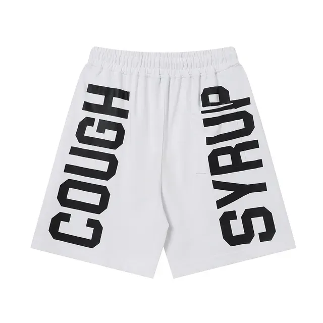 Brown or White Text-Print Relaxed Fit Drawstring Waist Shorts 7