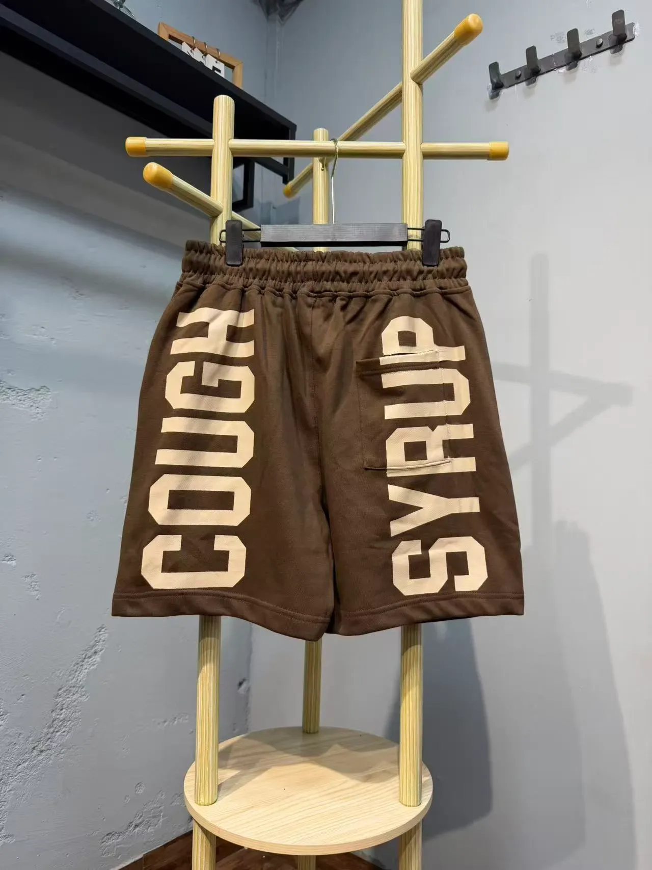 Brown or White Text-Print Relaxed Fit Drawstring Waist Shorts 10