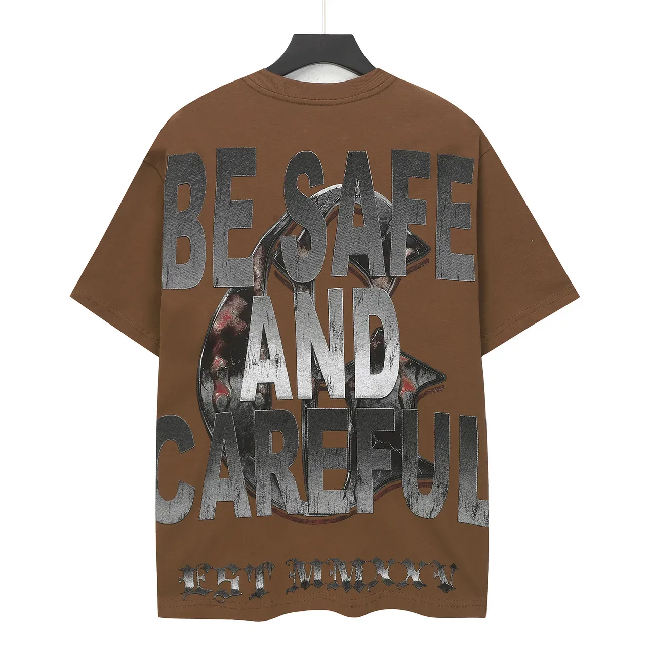 Brown Oversized Double-Sided Graphic Print T-Shirt 3