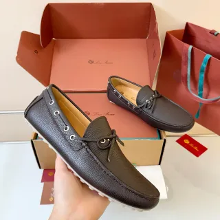 Brown Pebbled Leather Moc-Toe Boat Shoes