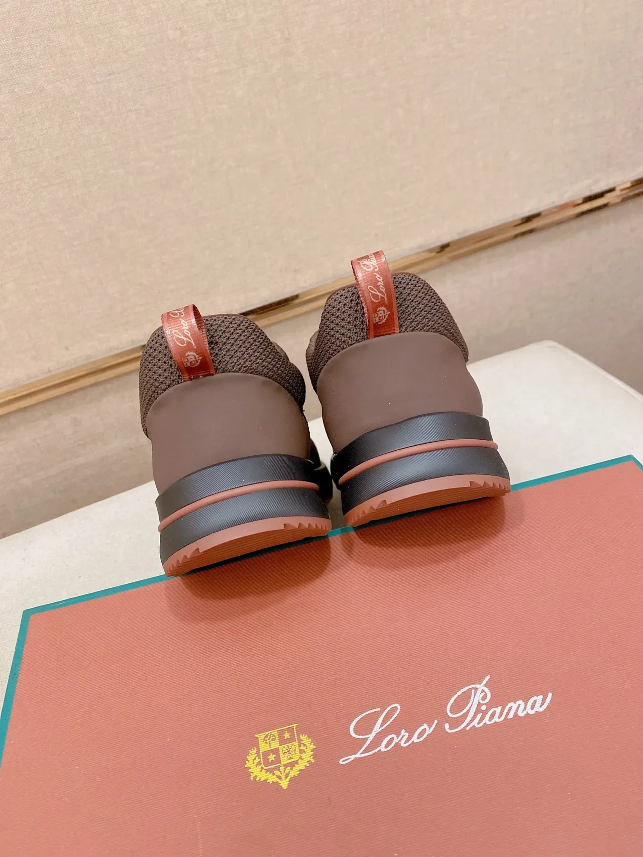 Brown Pink Knit Upper Sculpted Midsole Sneakers 3
