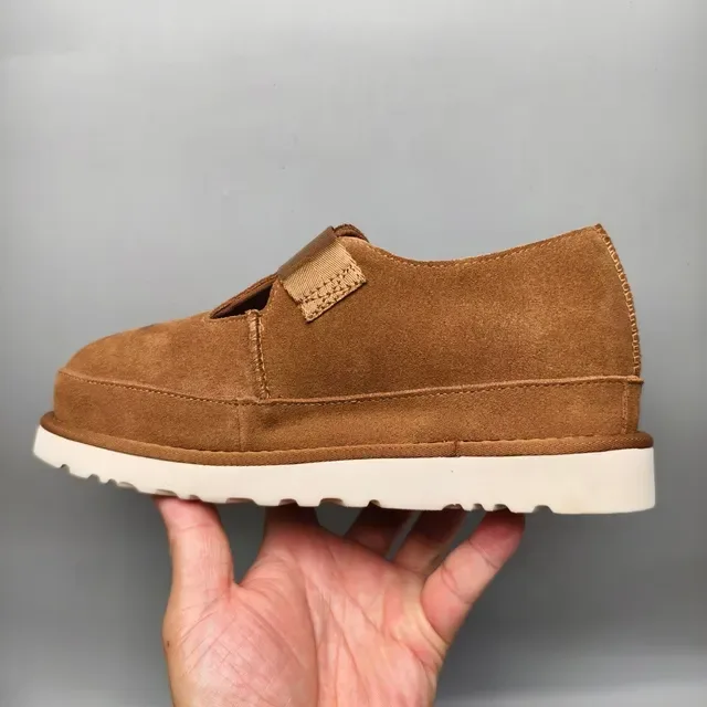 Brown Suede T-Strap Platform Mary Jane Shoes 7