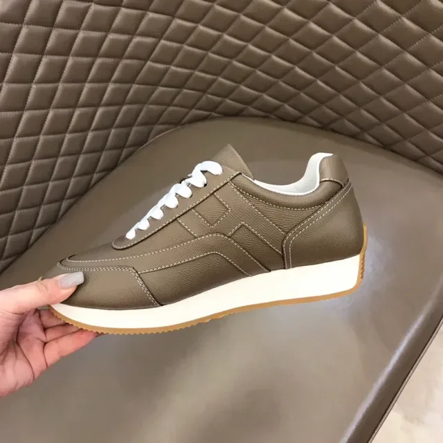 Brown White Paneled Leather-Like Upper Contrast Topstitching Sneakers 3
