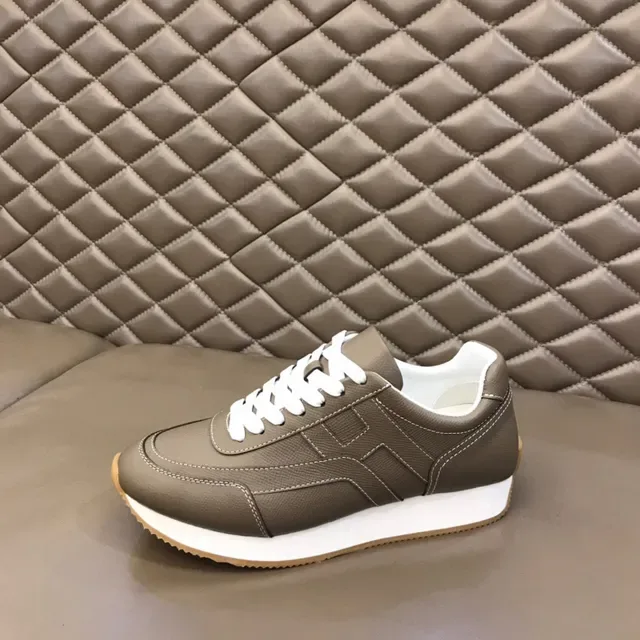 Brown White Paneled Leather-Like Upper Contrast Topstitching Sneakers 5