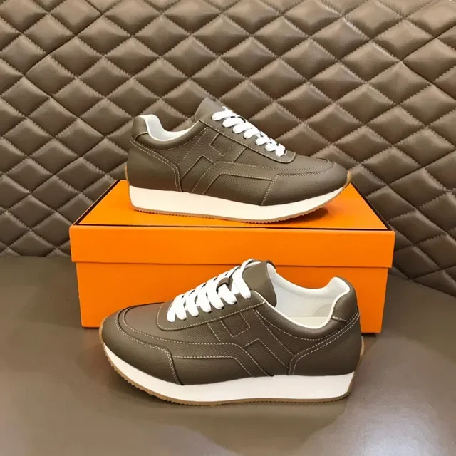 Brown White Paneled Leather-Like Upper Contrast Topstitching Sneakers 7