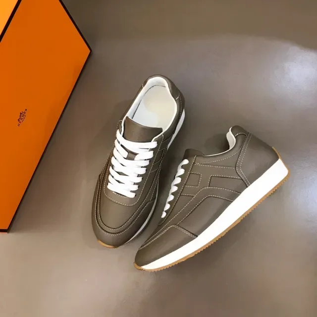 Brown White Paneled Leather-Like Upper Contrast Topstitching Sneakers 8