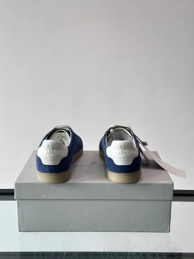 Brunello Cucinelli Navy Suede Low-Top Lifestyle Sneakers 3