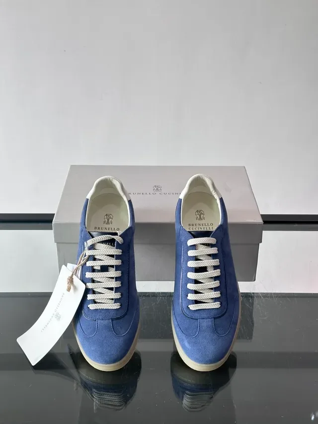 Brunello Cucinelli Navy Suede Low-Top Lifestyle Sneakers 4