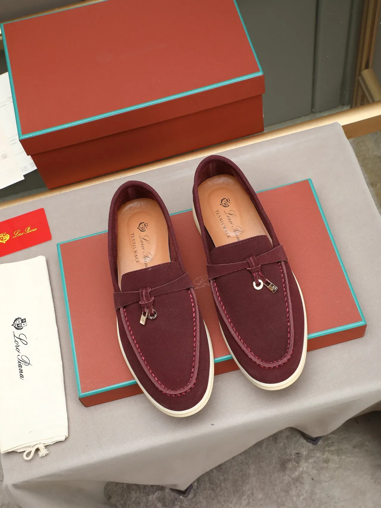 Burgundy Beige Suede Upper Buckle Strap Loafer 3