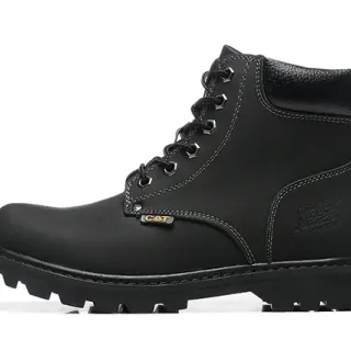 CAT Work Boot Black Full-Grain Leather Lace-Up Work Boots