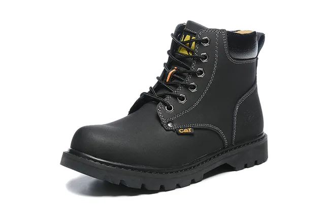 CAT Work Boot Black Full-Grain Leather Lace-Up Work Boots 2
