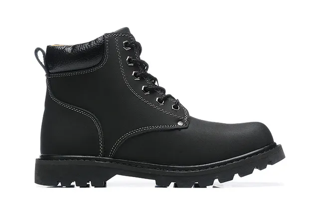 CAT Work Boot Black Full-Grain Leather Lace-Up Work Boots 4