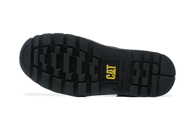 CAT Work Boot Black Full-Grain Leather Lace-Up Work Boots 7