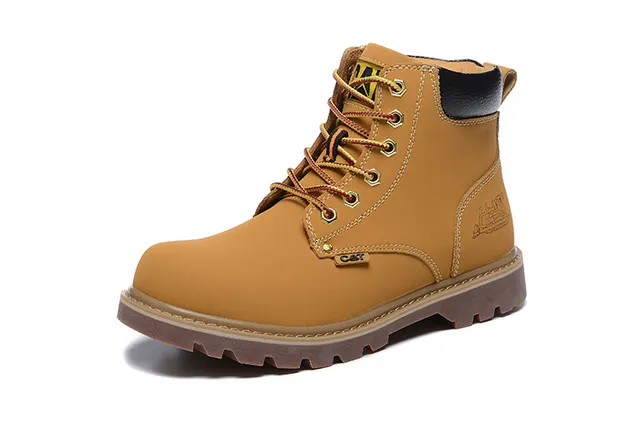 CAT Work Boot Black Full-Grain Leather Lace-Up Work Boots 9