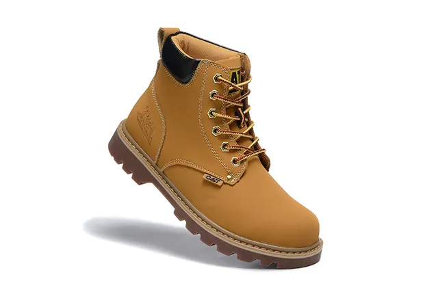 CAT Work Boot Black Full-Grain Leather Lace-Up Work Boots 10