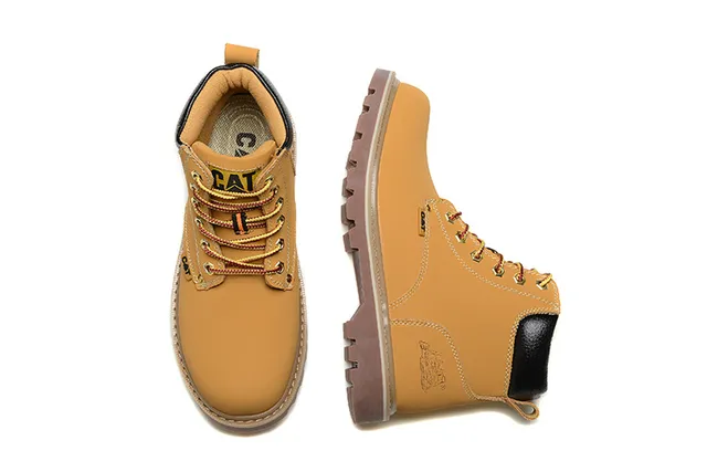 CAT Work Boot Black Full-Grain Leather Lace-Up Work Boots 12