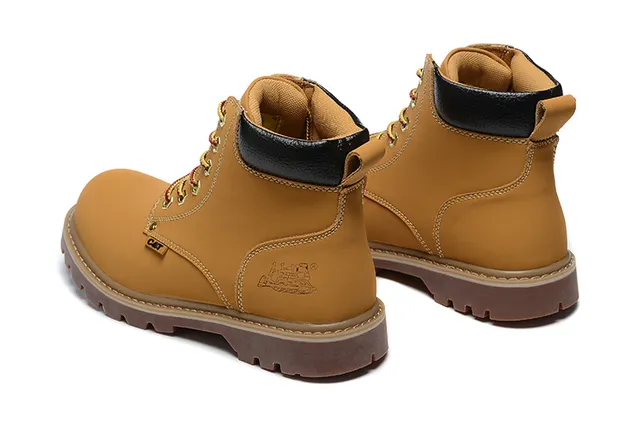CAT Work Boot Black Full-Grain Leather Lace-Up Work Boots 13