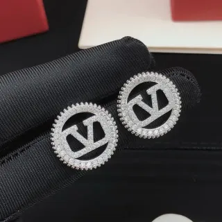 Circular Pavé-Crystal Monogram Stud Earrings